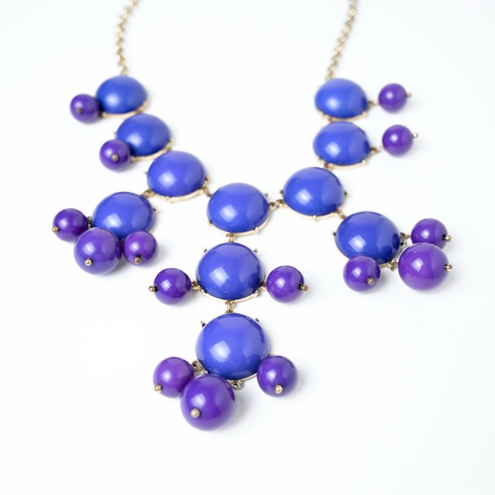 Radiant Blue and Gold “Bubble” Pendant Necklace with Intricate Detailing